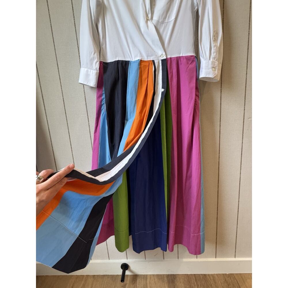 Sara Roka Elenat 85 Midi Wrap Poplin Dress 44 Us Medium Stripe Colorful A Line - Picture 4 of 14